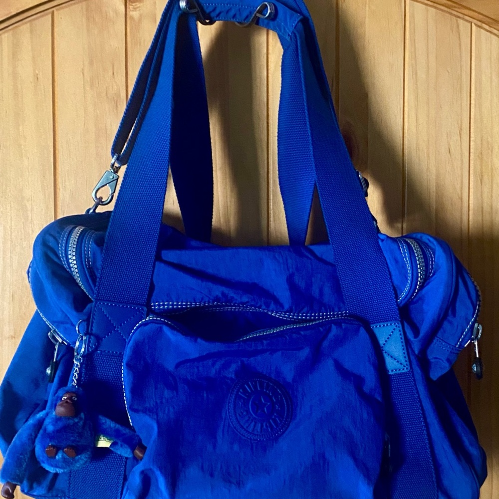 Kipling Blue Nylon Tote Bag with Rare Monkey Keychain New without Tags